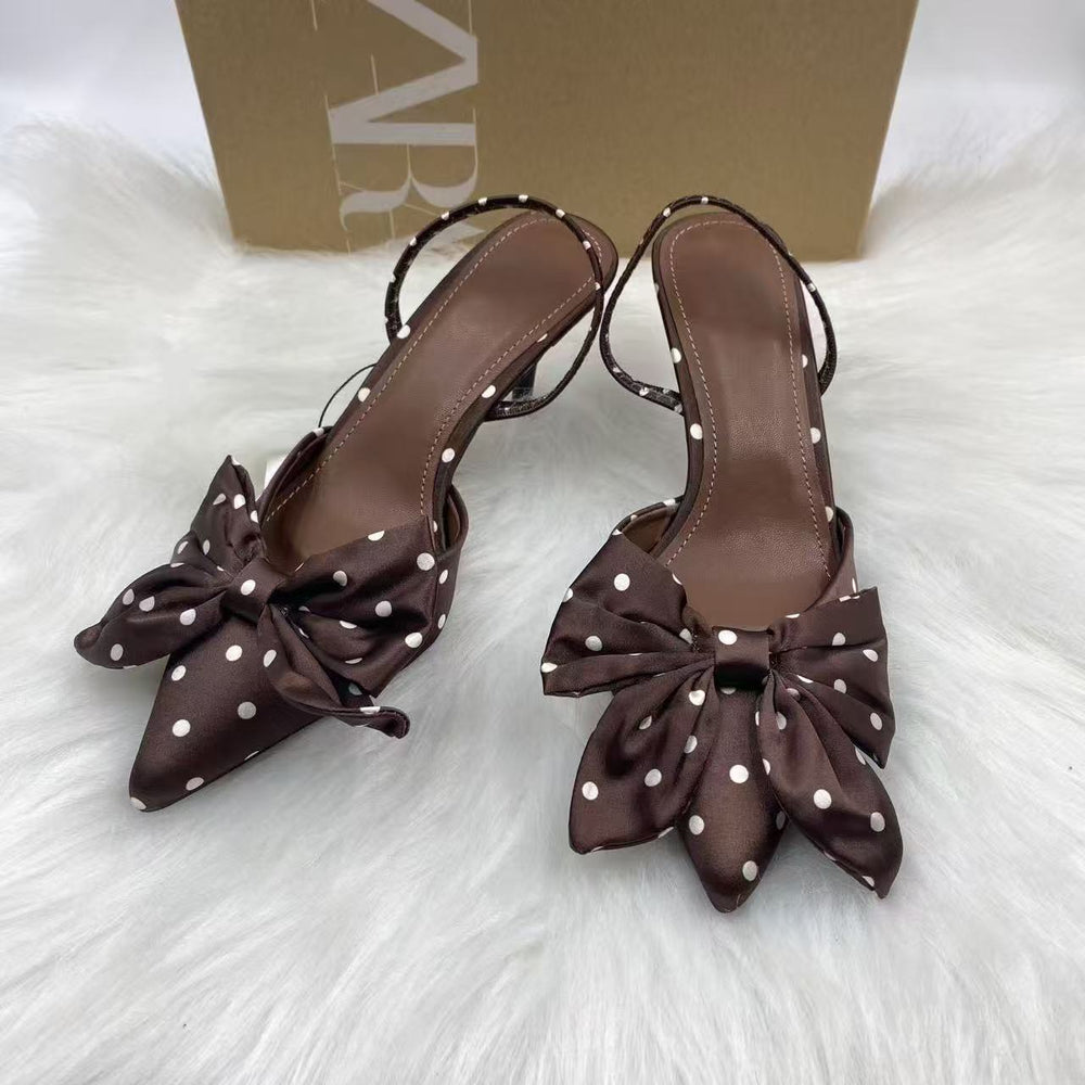 French-style open-back women's shoes, new trendy and versatile houndstooth half-toe sandals for summer 2025