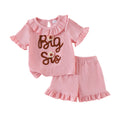 Children's clothing shein cross-border girlsuit pink short-sleeved tops+shortssuit