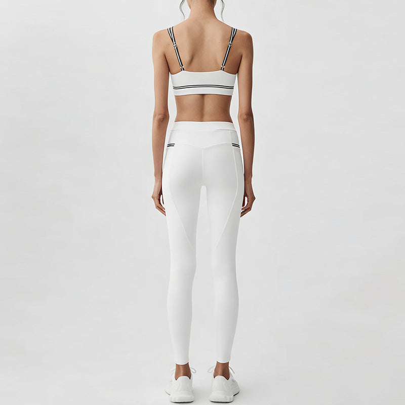new arrival yoga clothes high waist hip lift tummy control slimming look sling beautiful back running sports intimates bra suit for women
