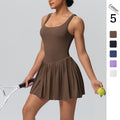 fashion nude fake two-piece sports dress fashion tape pocket bottom outdoor running fitness tennis skirt