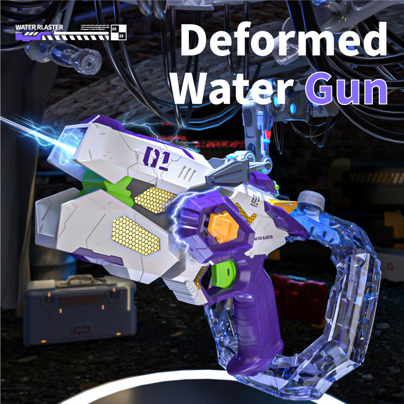 new product mechanical linkage deformation energy gathering ring electric water gun cool light large capacity fully automatic continuous fire