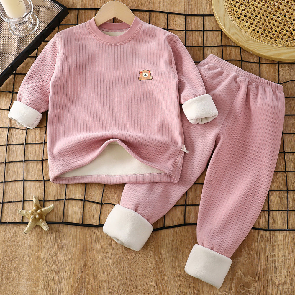 Kidsheattechsuitfleece-linedthickenedfall and winternew arrivalbaby bottomintimatesmiddle child autumn clothes and long trouserschildrensuit