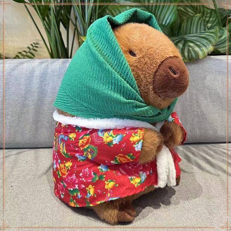 Popular Kapibara military coat doll flower padded jacket capybara doll throw pillow sleeping rag doll birthday girl