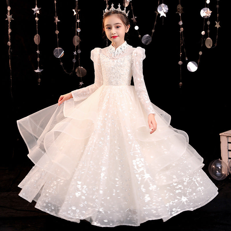 Kids dress flower girl wedding dress wedding host classygirl piano performance catwalk evening dress exportin stock