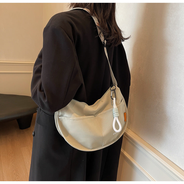 Cross-border nylon shoulder bag messenger bag women's casual bag 2024 new high-end versatile large-capacity dumpling bag