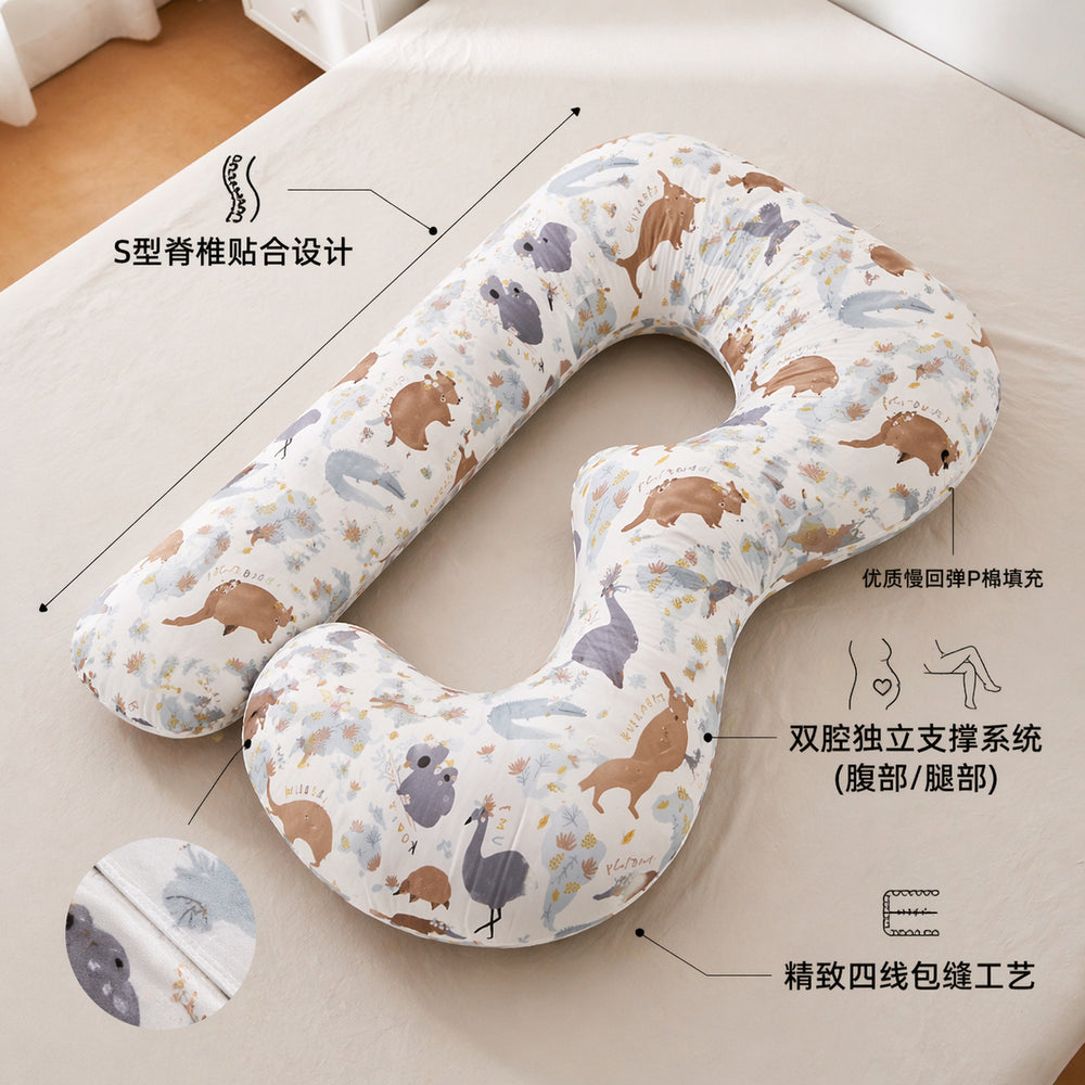 B-shape pregnancy pillow for side sleepers - adult sleep pillow supports back, legs, belly, and waist - multifunctional pregnancy pillow