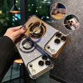 Suitable for iphone 17 mobile phone case electroplated four corners anti-fall glitter powder magnetic holder apple 16 lens film protective cover