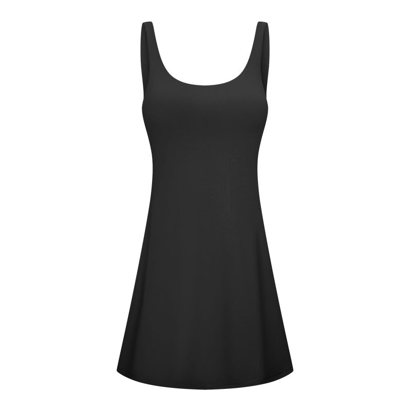 Spring/summer new two-piece look anti-exposure tennis skirt - high-stretch, comfortable, built-in bra pad, sports & outdoor yoga wear dt200