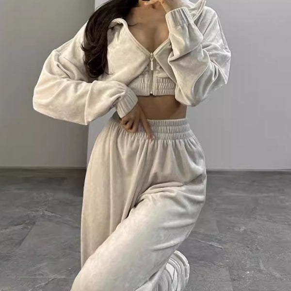 Independent Station Casual Women's Autumn and Winter Long Sleeve Sweatshirt Trousers Women's Two-piece Sweater Suit Women
