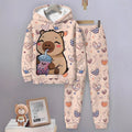 Kids' hoodie set, cross-border hot seller, 3d digital print trendy girls' fashion hooded outfit