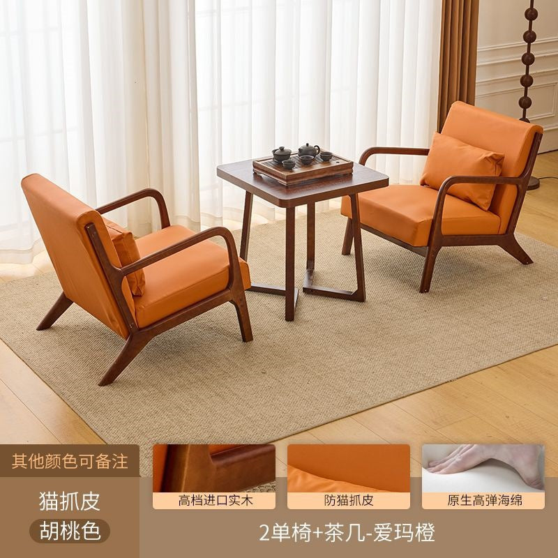 Balcony tea table and chair combination small apartment one table and two chairs household solid wood simple three-piece set reading and drinking tea cp