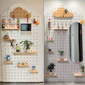 Entrance hole board wall storage rack wooden solid wood storage wall cloud display rack wall hanging clothes rack