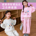 girls' spring/autumn tracksuit set - cartoon lace trim, outdoor two-piece korean style kids' clothing