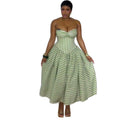 European and american cross-border women's fashion  summer new sexy elegant bandeau striped high-waisted midi dress