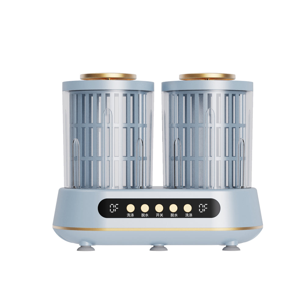 Double-cavity washing machine - small, automatic, portable mini washing cup for cleaning socks, underwear, and lingerie