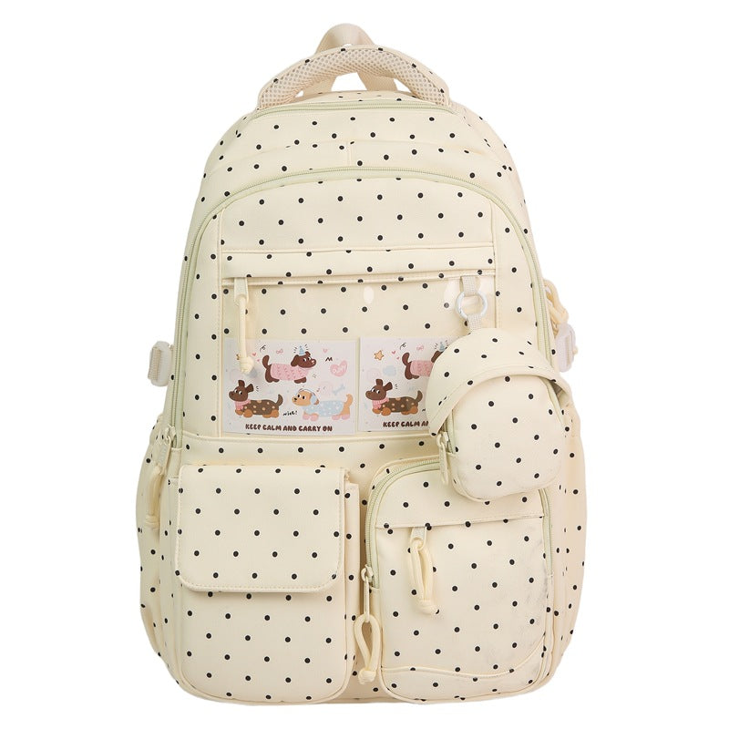 Japanese-inspired, minimalist, and trendy backpack for women. features a delicate floral design, perfect for casual use, school, or class. a versatile, large-capacity backpack that's easy to match with any outfit