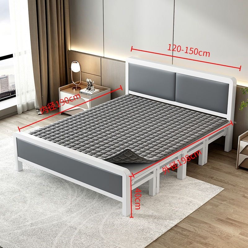 Folding bedfor homedouble iron frame bed with mattress rental house simple bed hard bed office lunch break bed single