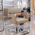 Khaki backrest + (silver stainless steel square plate) + silver plate tread