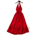 Beach vacation dress women's summer dress sense of design v neck halter suspender backless slit chiffon beach skirt long skirt