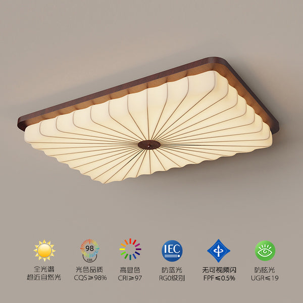 Medieval style living room ceiling light French retro walnut color hall main light Nanyang style fabric eye protection room light