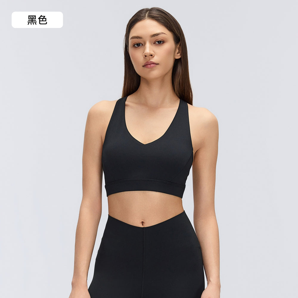 Women's high-impact sports bra for fitness, yoga, and running - shockproof criss-cross back bra - model d26074