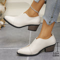 black ankle boots plus sizefashion black pointed thick soleflats women's british style small leather shoes fashion thick heel