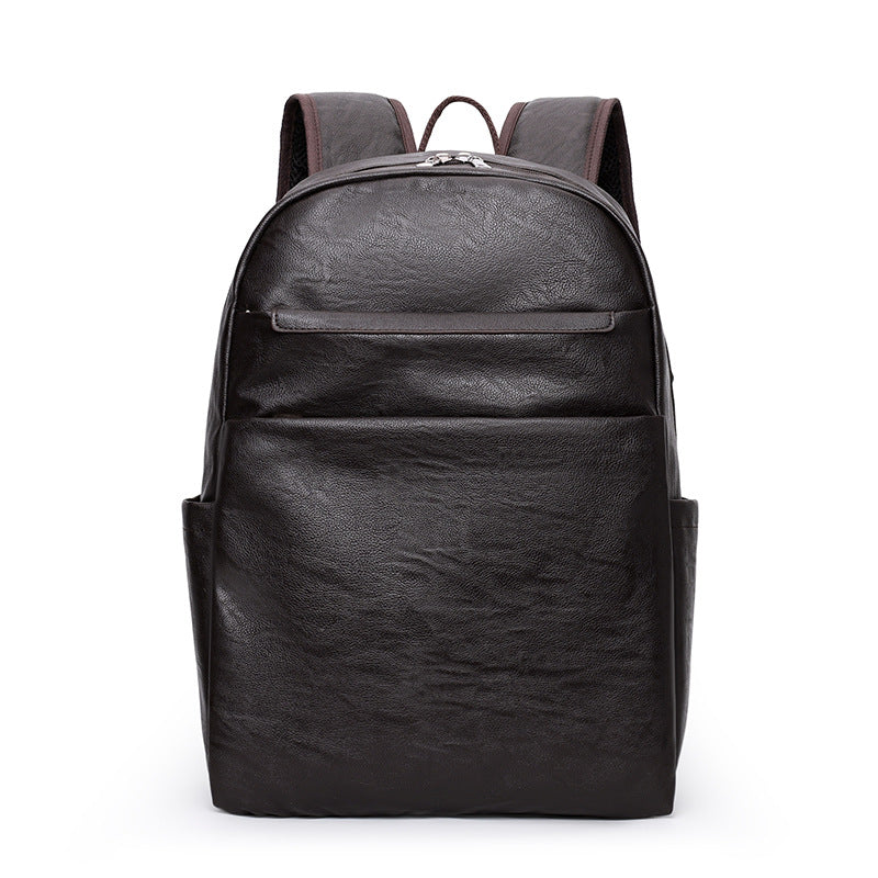 Cross-border new men's PU backpack computer backpack large-capacity schoolbag commuter bag simple leisure travel backpack