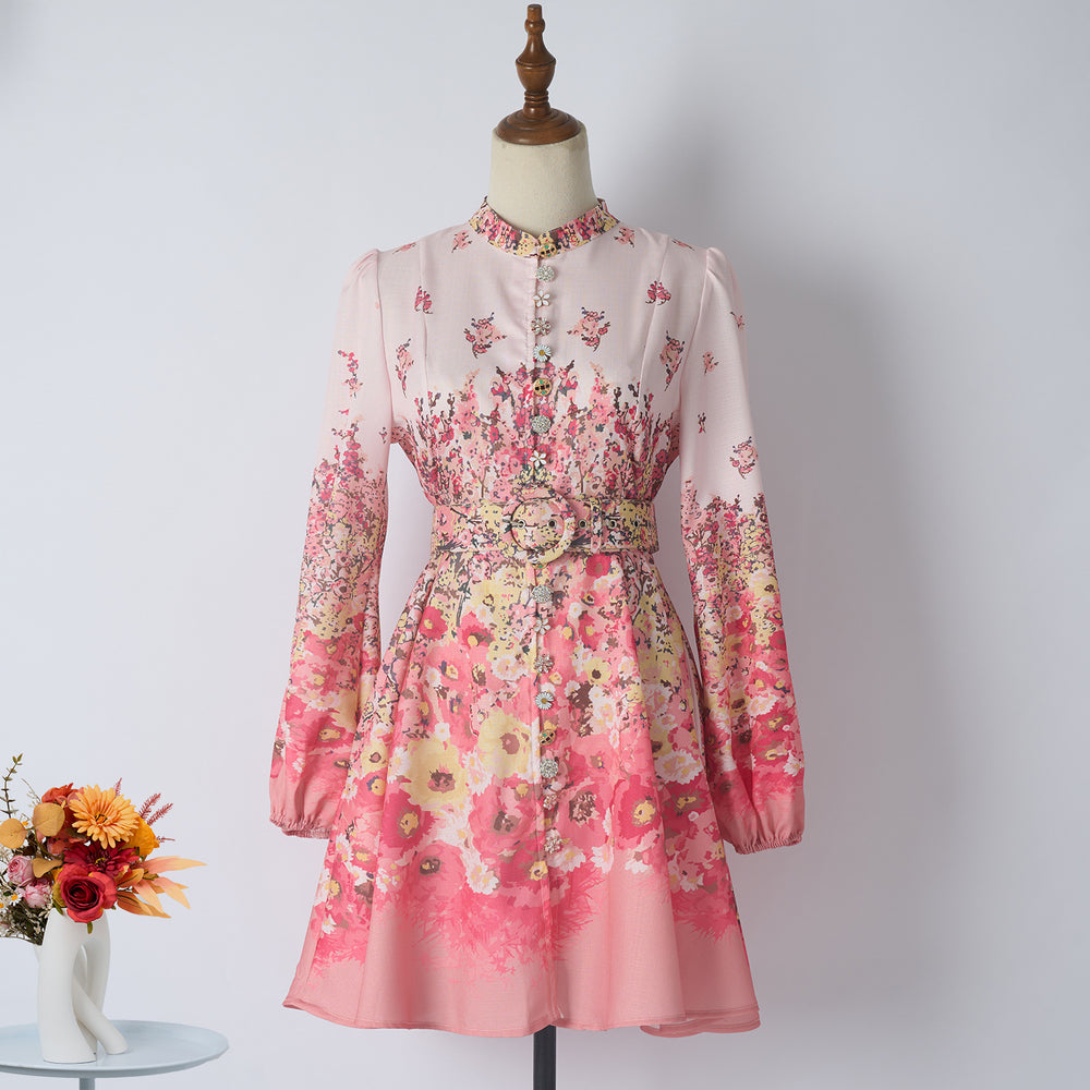 Autumn new arrival australian slotprintingelegance vacation waist elegant slimming look skirt exquisite single breasted with belt