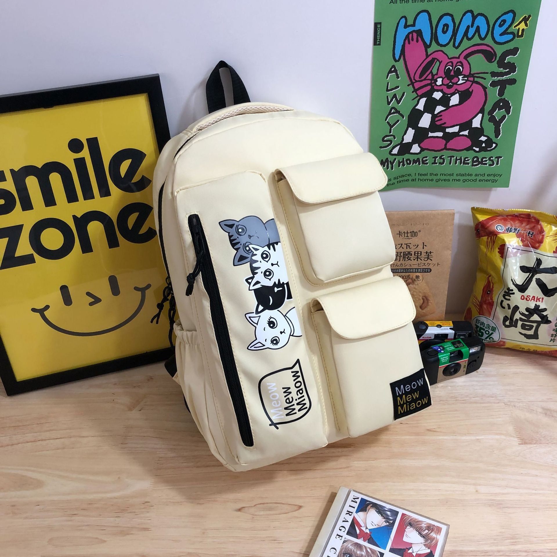 New Korean multi-functional dual-purpose thickened fabric schoolbag Internet celebrity lazy wind dirt-resistant di y large-capacity backpack