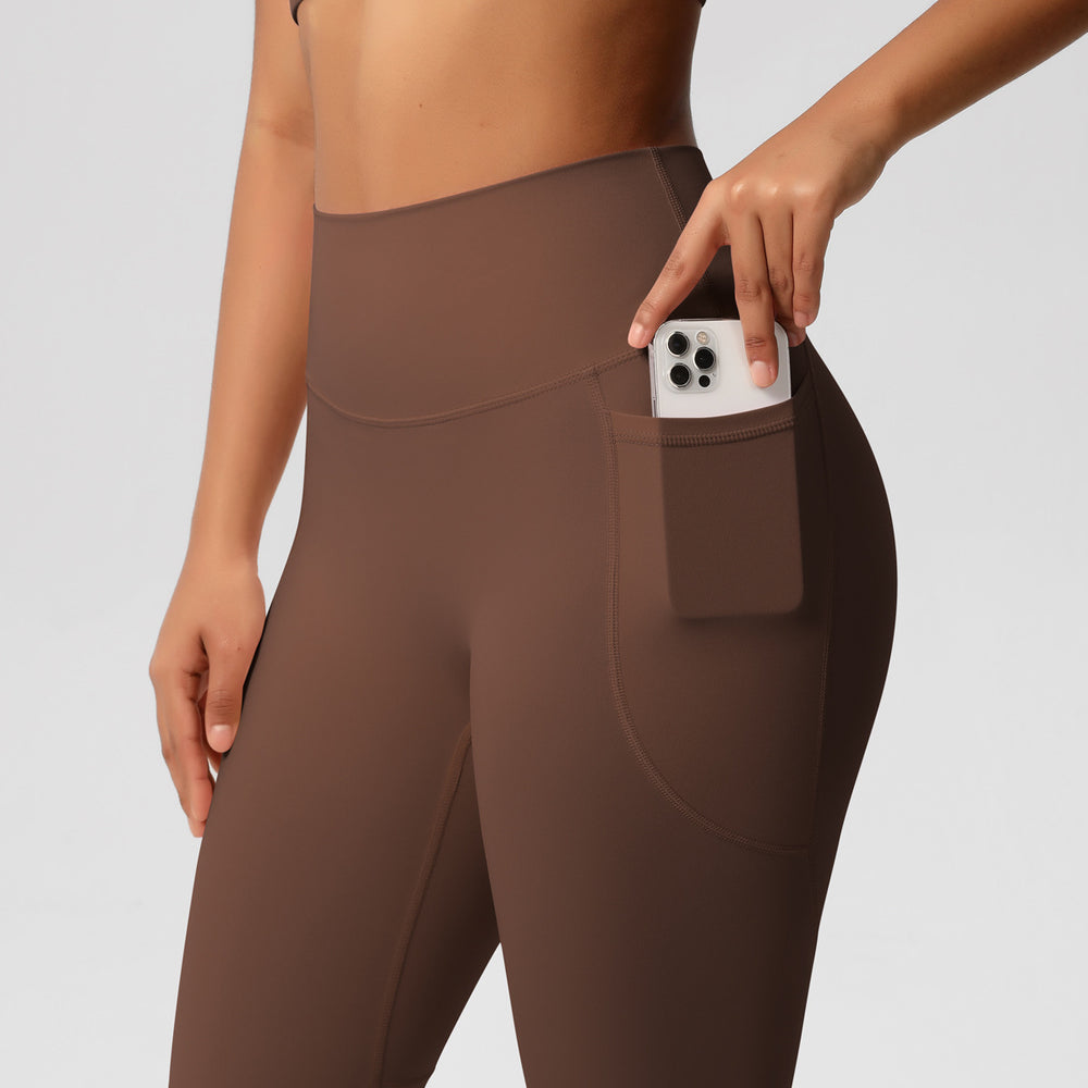 New arrival cross-border pure color double-sided brushed tight high waist high elastic breathable yoga pants sports running fitness yoga clothes