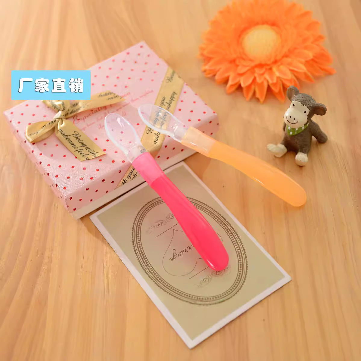 Factory direct sales baby silicone soft head spoon baby eating spoon baby feeding tableware nude