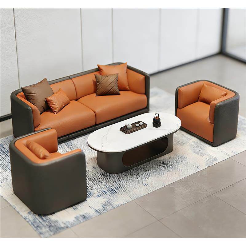 European-style hotel reception sofa set for office use, featuring a table and four chairs for a rest area or meeting space. italian minimalist design