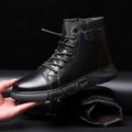 Spring/summer new men's leather shoes - versatile korean style, british fashion, trendy men's shoes, business martin boots, lace-up casual shoes