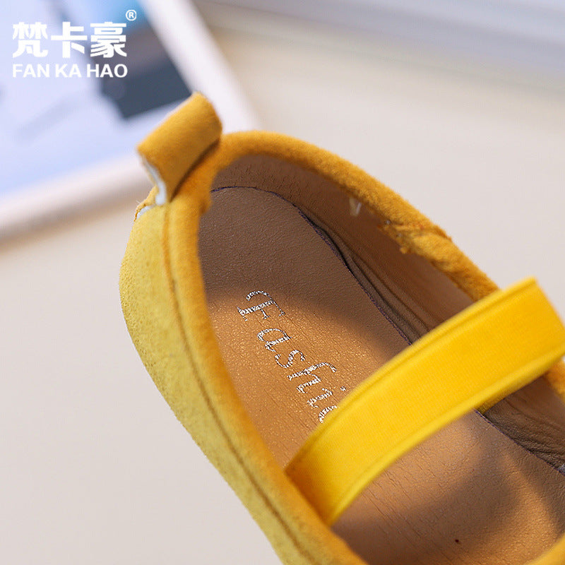 Vancahao girls' slip-on soft sole flats -  autumn new korean style kids' loafers with tassel leather shoes