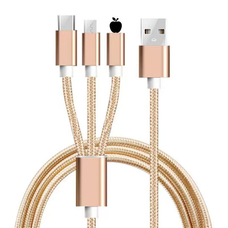 100w super fast charging 3-in-1 data cable, compatible with huawei and apple phones, 3-in-1 flash charge braided charging cable
