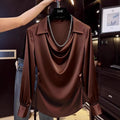 Ready-to-ship  elegant and minimalist blouse for independent e-commerce stores, , , and foreign trade - deep v-neck women's top