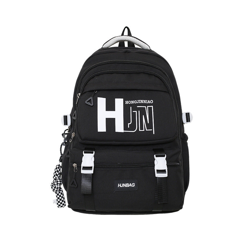 New backpack, junior high school, male and female students, campus schoolbag, large capacity, fashion trend, strong and durable leisure bag
