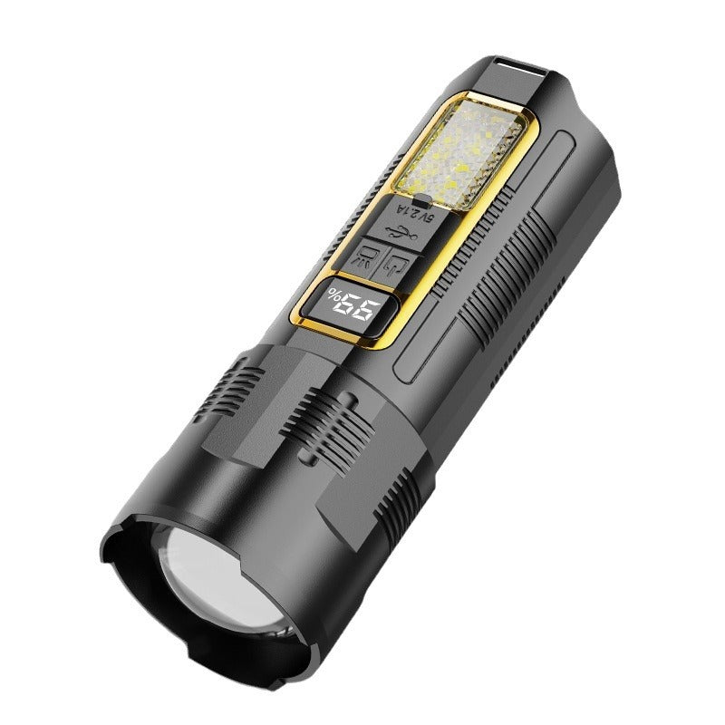 Cross-border new strong light flashlight usb charging outdoor lighting 30W white laser flashlight with COB work light