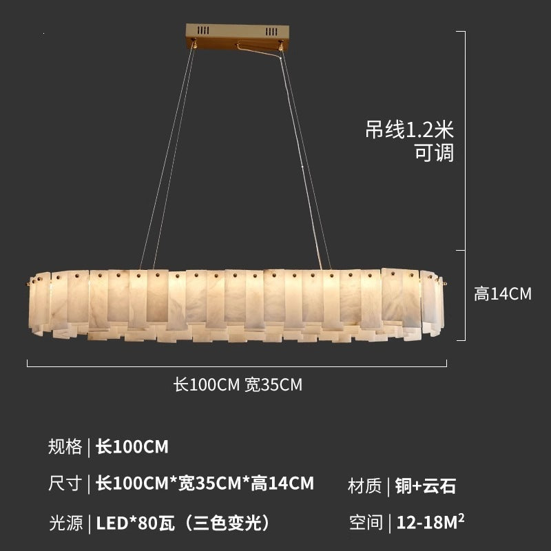 All-copper spanish marble living room chandelier - high-end, light luxury, villa, postmodern minimalist style for study, bedroom, and dining room