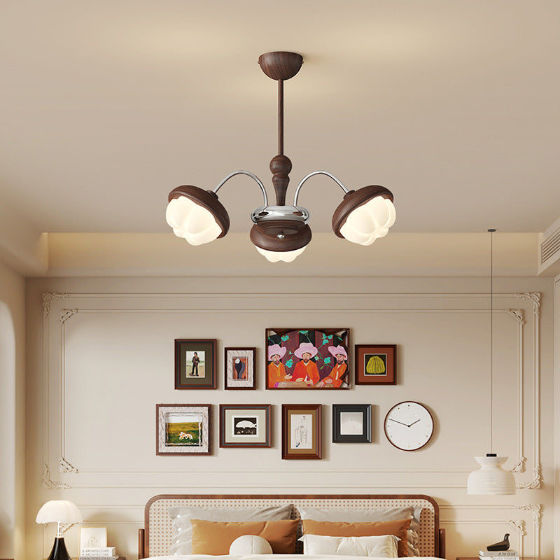 Medieval style walnut pattern retro flower living room chandelier French cream high-end bedroom dining room lighting new