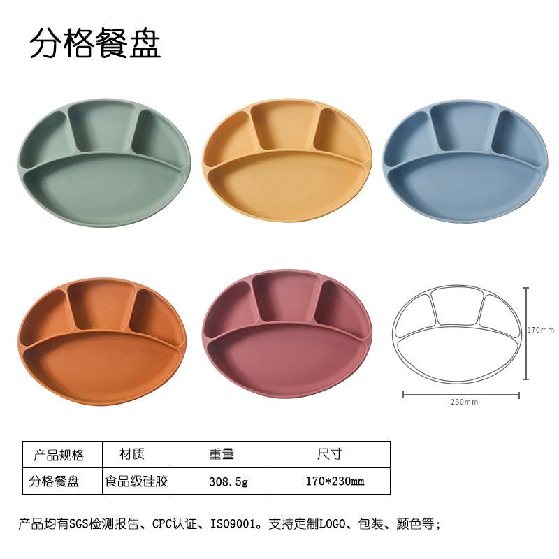 Customized cross-border hot-selling children's dinnerware set, food-grade platinum silicone tableware, silicone bowl and spoon, baby and maternity products