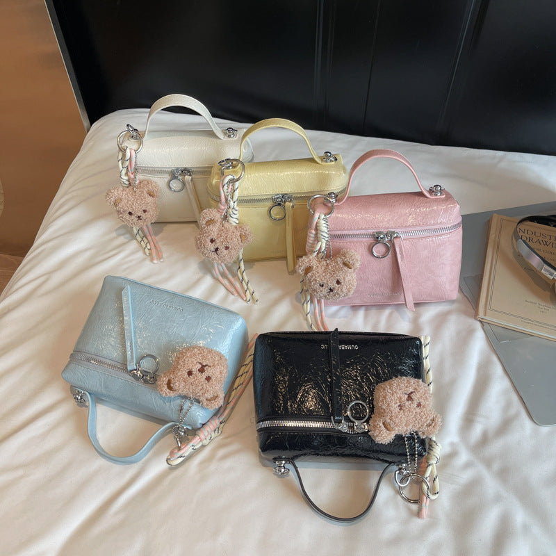 Cross-border burst pattern portable small bag women's 2025 summer new trendy lunch box bag niche shoulder messenger bag wholesale