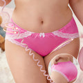 European and american hot-selling satin sexy lace plus size panties women's bow french comfort  women's underwear