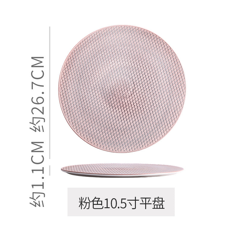 Ins embossed steak plate western dinner plate high-end creative home ceramic pasta dessert pastry wedding presentation plate