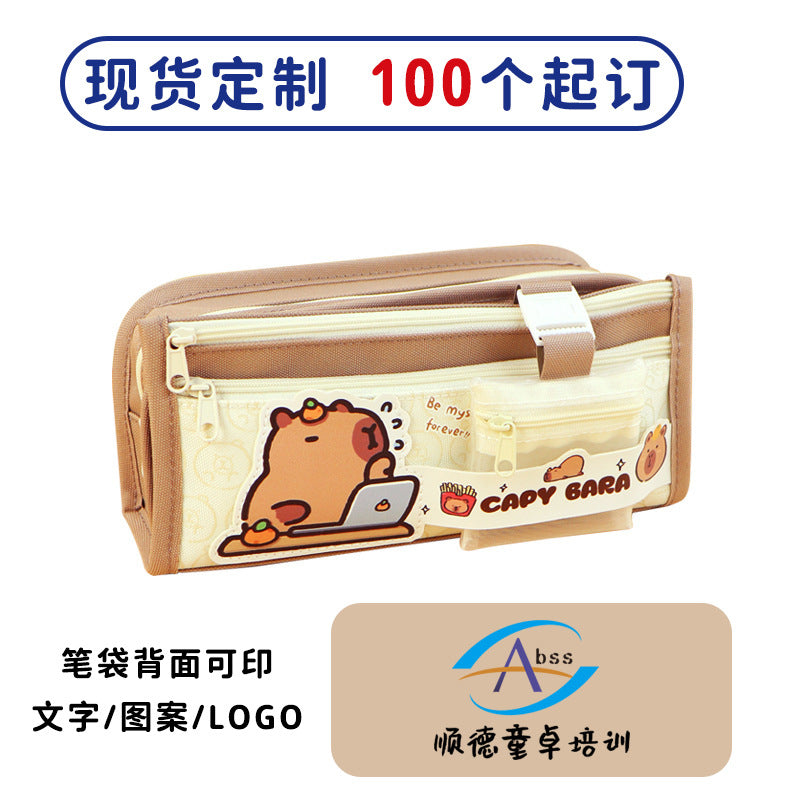 Cross-border panda pencil bag large capacity ins high value cute pencil case multi-layer stationery box primary school students stationery bag