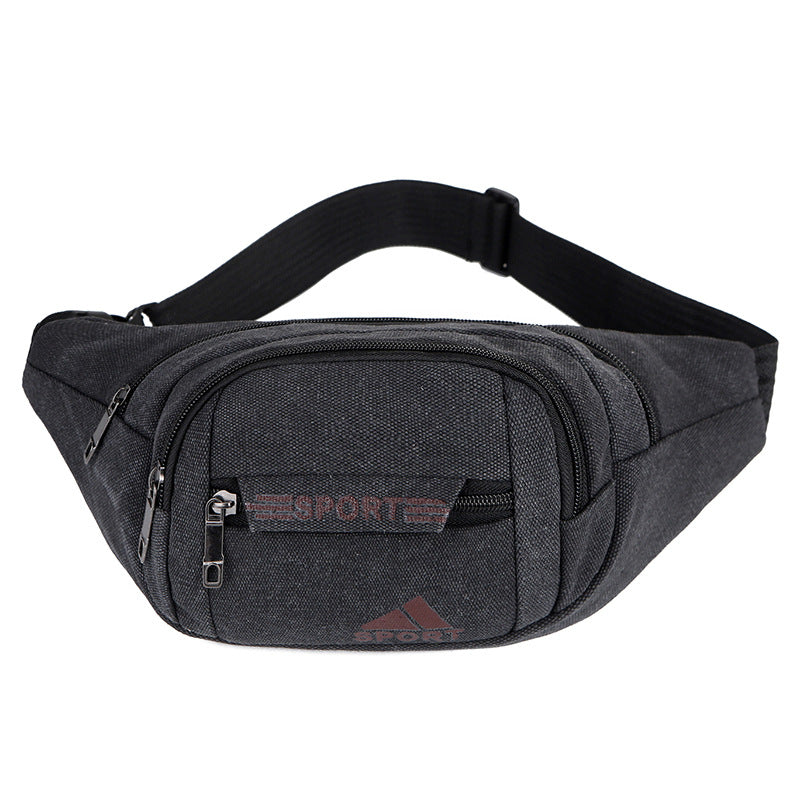 New men's canvas fanny pack, multi-layer messenger bag, outdoor sports fanny pack, cashier bag, construction site wear-resistant fanny pack