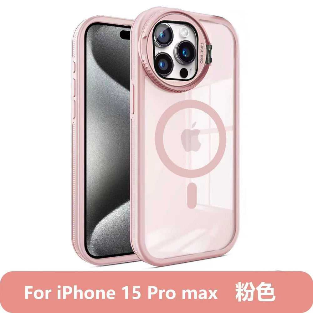 Suitable for iphone 17 magnetic phone case, new little monster hardware frame, glass lens cover, stand, apple 15