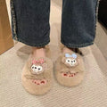 2025 trendy cute shirley mei fuzzy cotton slippers - women's winter outdoor wear, warm thick sole, indoor home slides