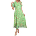 cross-border code new arrival  original women's elegant v-neck printed fitted dress