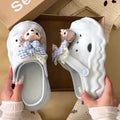 Thick sole heightenedcute cartoon shirley rose crocs women's 2026 summerfashioneasiest for match stepping on shit toe slippers